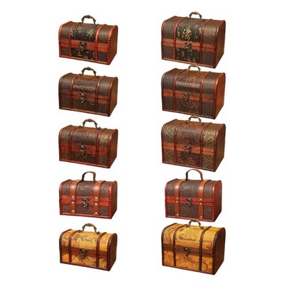Old Artisanal Oaken Jewelry Planner Box With Securitylock For Childrens