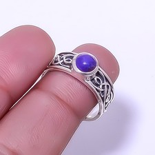 Copper Purple Turquoise 925 Sterling Silver Boho Ring s.7.5 R71-20