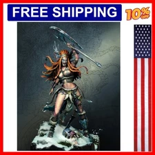 1/24 Scale 75mm Die-Cast Resin Figure Model Kit Barbarian Female Warrior Hobb...
