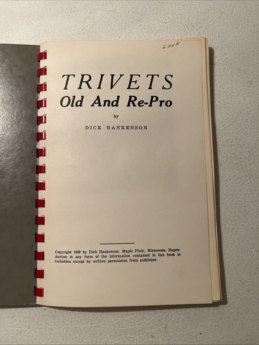 Trivets Old And Re-pro Value Price Guide Book Dan Hankenson 1963 - Picture 2 of 7