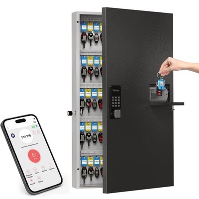 104 Keys Lock Box Wall Mount - Key Drop Slot, APP Bluetooth/OTP/Wi-Fi - For