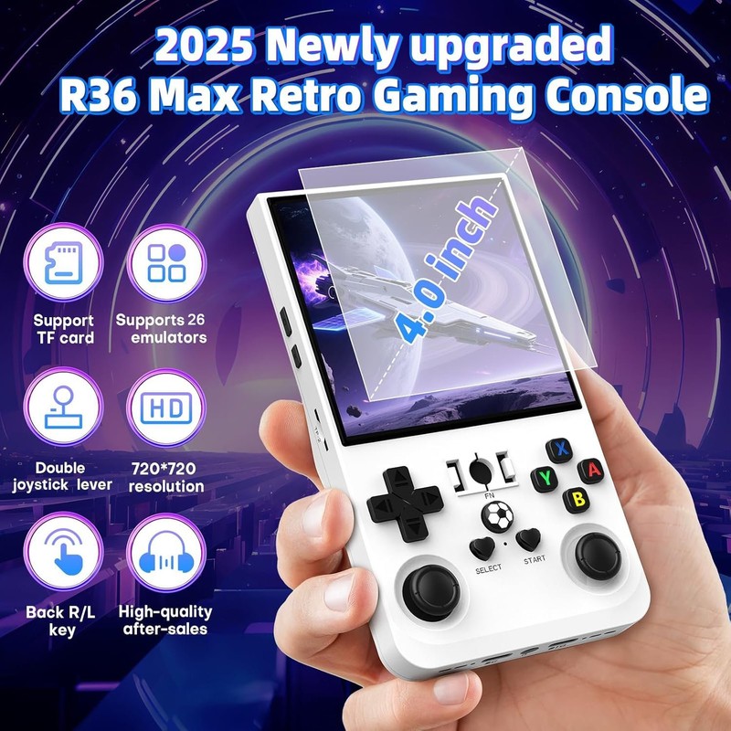 2026 Upgraded R36MAX Retro Handheld Game Console, 64GB Mini Video Game 4" Screen