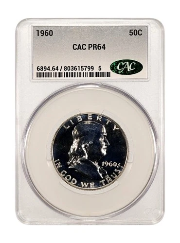 1960 Franklin Half Dollar — CACG PR64 — Brilliant, High-Contrast Proof