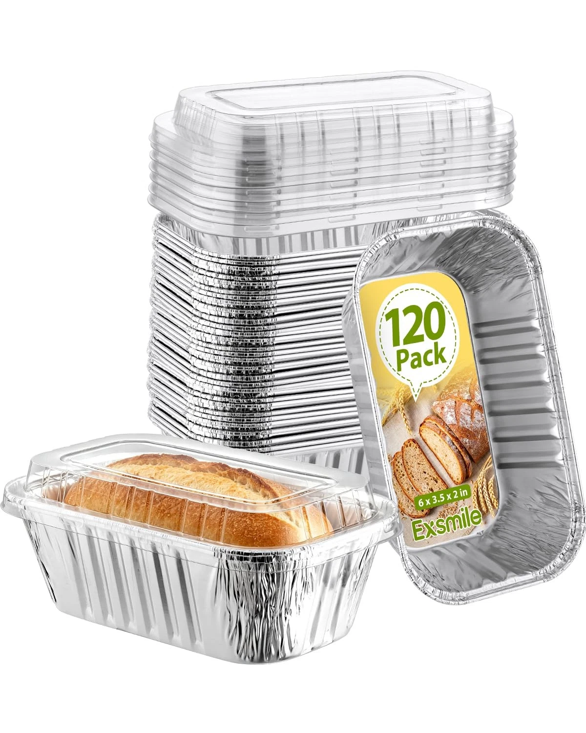 120 Pack 1 Lb Aluminum Loaf Pans with Lids - 6x3.5x2 Mini Loaf Pan, Small Dis...
