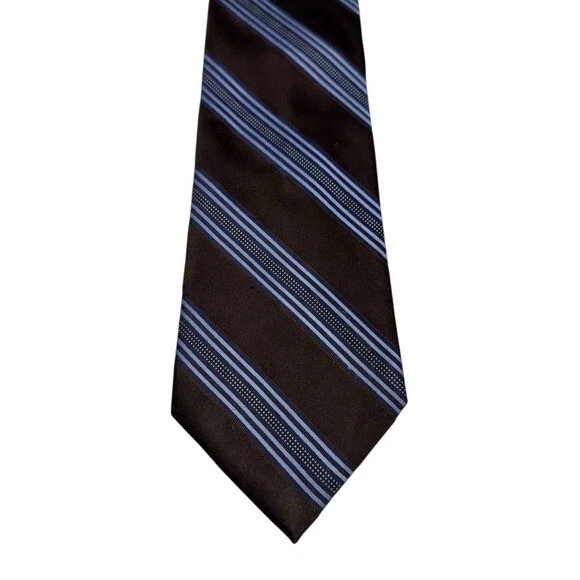 Jones New York Mens Silk Tie Quiet Luxury Old Money Formal Blue Brown - Image 3 of 4