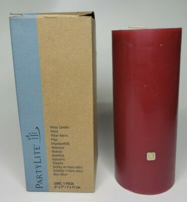 PartyLlite 3''x7'' Pillar Candle New in Box  Mahogany Apple  Scent  P6B/C37752