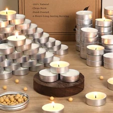 Soy Tealight Candles | 200 Pack | 4 Hours - 100% Natural Soy Wax Tea Candles ...
