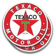 TEXACO MOTOR OIL DECAL 2 Stickers Bogo Vintage Car Window Bumper Truck