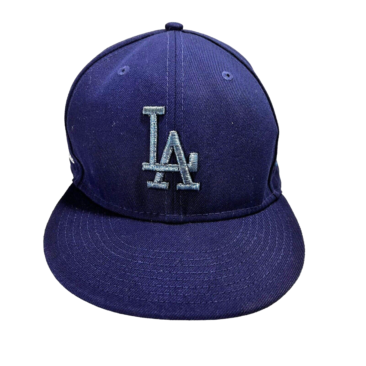 New Era Los Angeles Dodgers Blue 5950 Hat 100th Anniversary Size 7 5/8 Pink UV