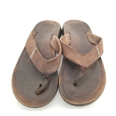 B43 Chaco Mens Brown Leather Adjustable Strap Slip On Flip Flop Sandal Size 10 M B43 Chaco Mens Brown Leather Adjustable Strap Slip On Flip  main image 2