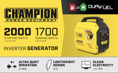Champion Power Equipment 100402 2000-Watt Dual Fuel Portable Inverter Generator