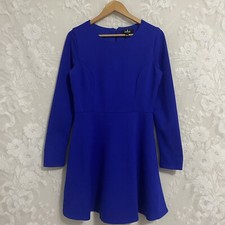Lulus Blue Long Sleeve Crew Neck Fit Flare Dress Back Zipper Women’s L