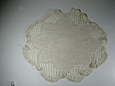 Vintage Doily Handmade Crochet Flower Ivory 12.5" Dia Round Beautiful Lace B4720
