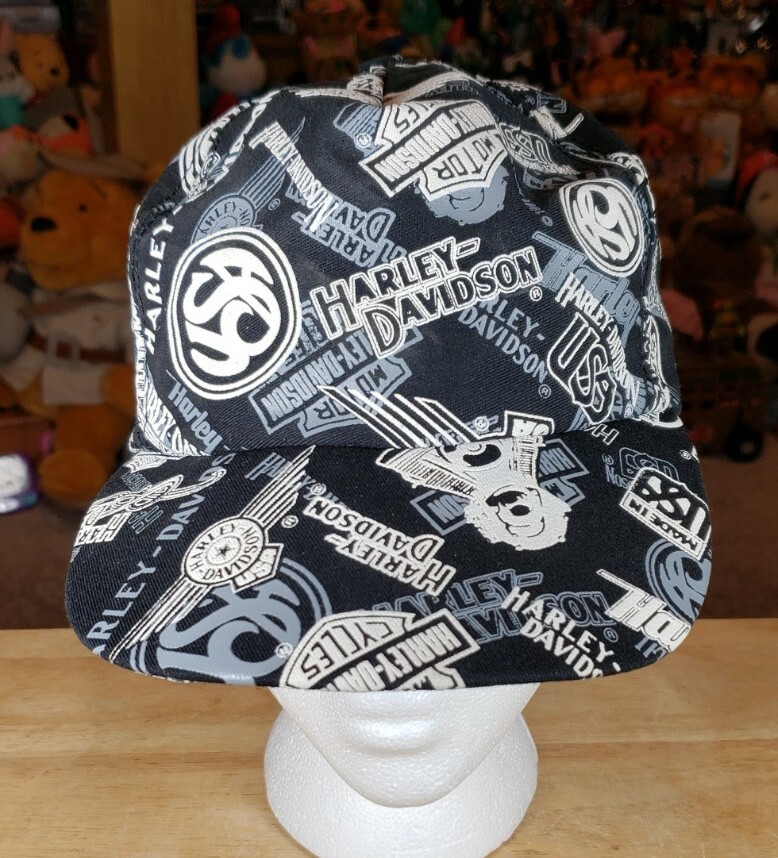 Vintage 1991 Harley Davidson All Over Print Snapback Hat Holoubek