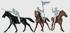 Marx Recast C.S.A. Cavalry - 3 + 3 horses (figures in gray, horse colors vary)