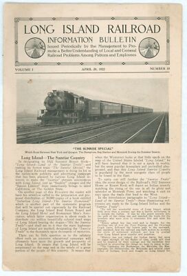 1922 Long Island Railroad Bulletin Sunrise Special Train Montauk Hamptons LIRR