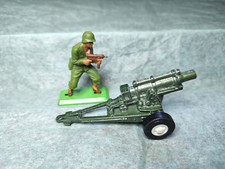 VTG Howitzer Tootsietoy Army Cannon Weapon Green Metal Rubber Tires  Britains