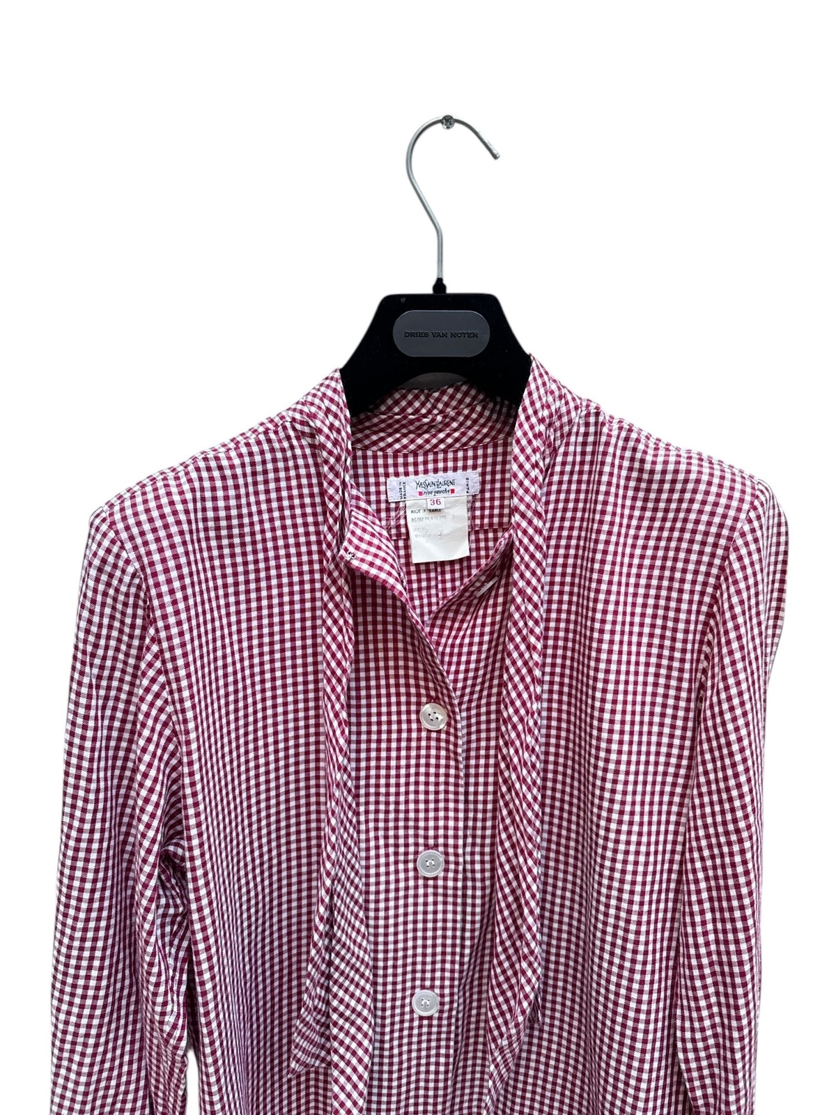 Camicia rossa a quadri Yves Saint Laurent vintage anni 80 taglia 36 S