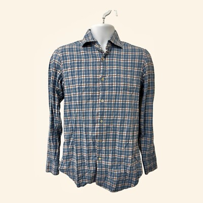Sote Salt Of The Earth Mens Blue Plaid Flannel Shirt Size S Oversized