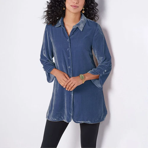 Blusa Prendas para el torso holgada informal de terciopelo manga larga para mujer - Imagen 15 de 27