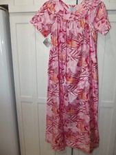 Vtg Sears Muu Muu House Dress Women's S 8-10 Cotton Floral Pink Red Orange NWT
