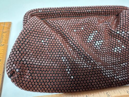 VTG Brown Reflective Lucite Tiles Disco Purse Handbag Glam Textured Clutch Purse - Picture 8 of 13