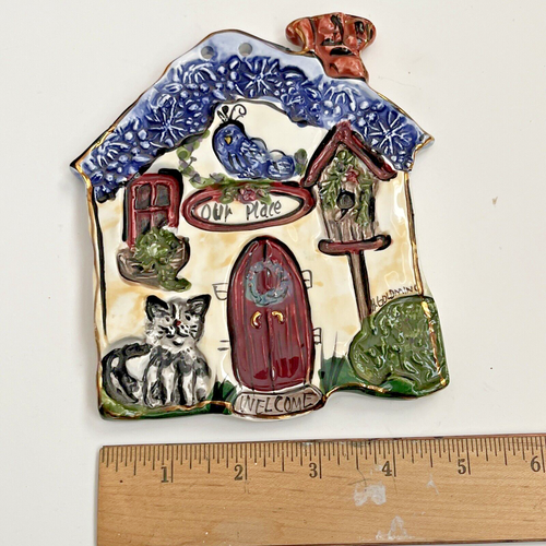 Blue Sky Clayworks "Our Place" Heather Goldminc Art Home Decor Wall Hanging Cat - Picture 8 of 12