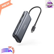 8-in-1 USB-C Hub, Dual 4K HDMI, Ethernet, SD Card, 100W Power Delivery, Gray