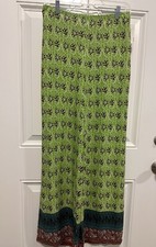 Zara Women  s Wide Leg Pull On Pants Size M Floral Boho Soft Knit Comfy Green