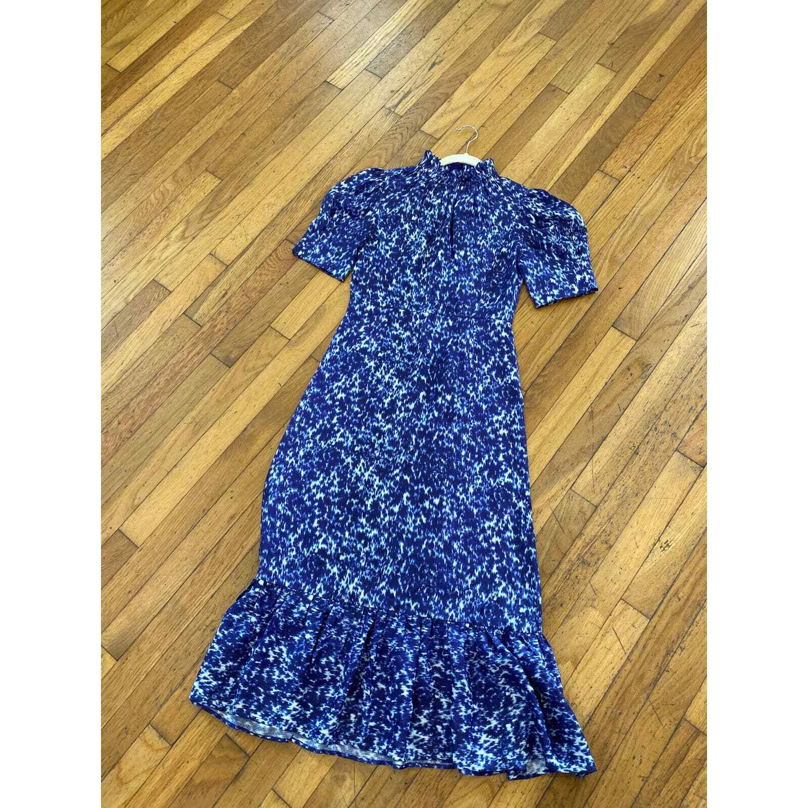 Abito Sea New York Celine Silk Prairie Midi manica gonfia taglia 0 $425