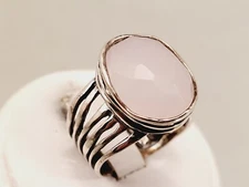 SILPADA ISRAEL ROSE QUARTZ  STERLING SILVER MODERNIST RING  R1851 SIZE 5.75