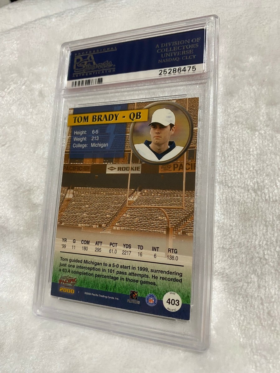 GRADED TOM BRADY ROOKIE 2000 PACIFIC #403 SIGNED AUTO 10 PSA 8