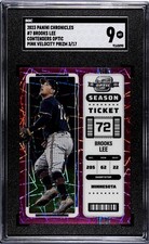 2023 Panini Chronicles #7 Brooks Lee Contenders Optic PINK VELOCITY /17 SGC 9