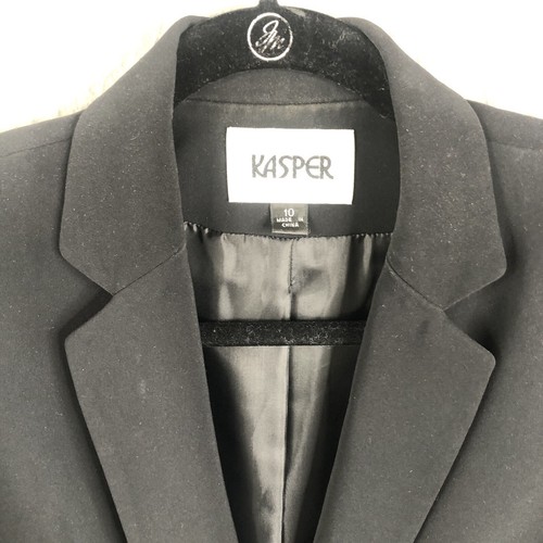 Kasper Blazer Womens 10 Black Jacket Career Professional Office Classic - Picture 8 of 15