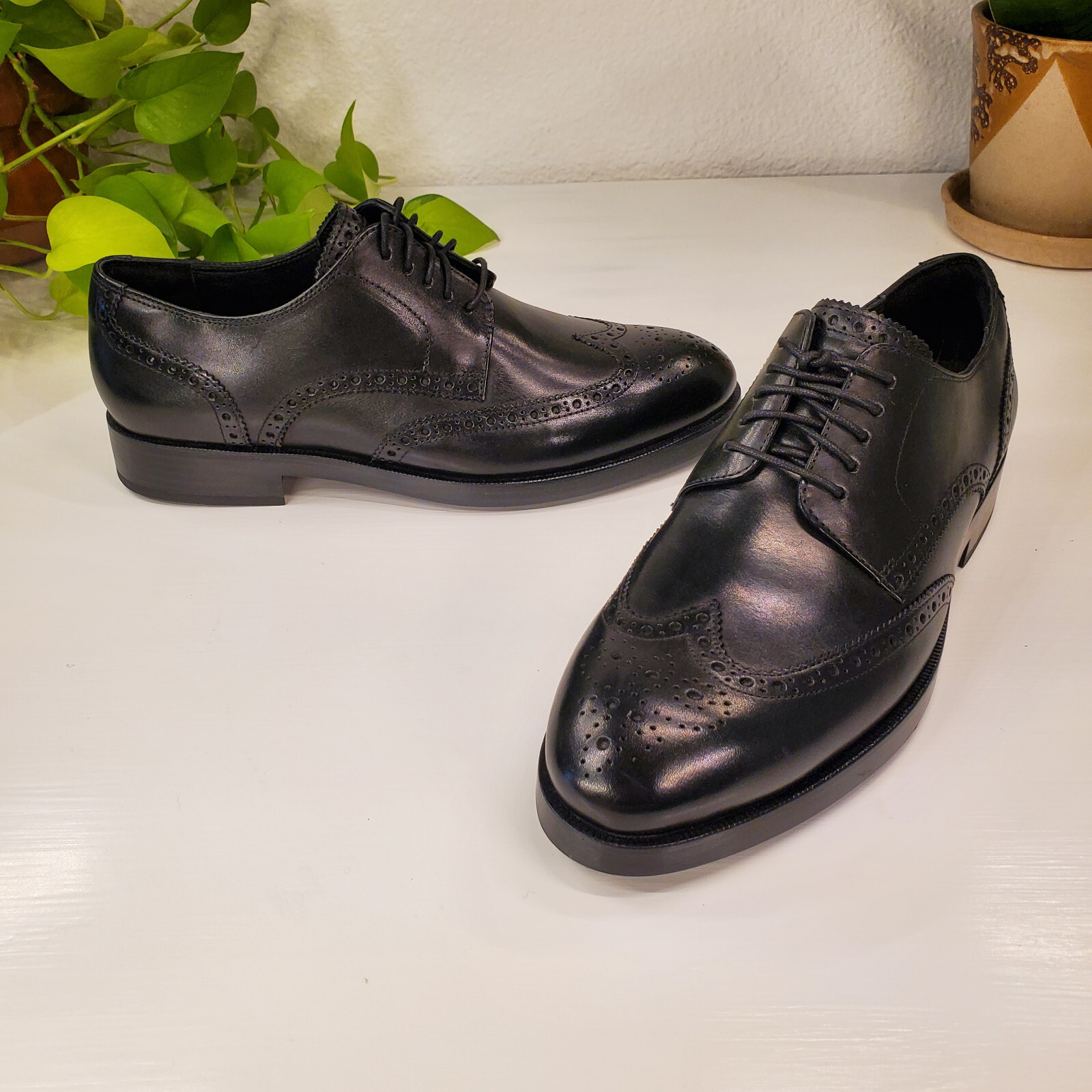 SAOLA Oxford a coda di rondine Cole Haan Grand.OS Harrison C24167 in pelle nera da uomo 7 M nuove senza scatola