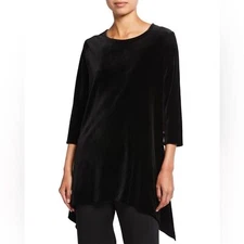 Vintage Hino & Malee 90’s Velvet Rayon Silk Draped Tunic Top Blouse Long Sleeve