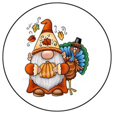 FALL GNOME TURKEY THANKSGIVING ENVELOPE SEALS LABELS STICKERS PARTY FAVORS