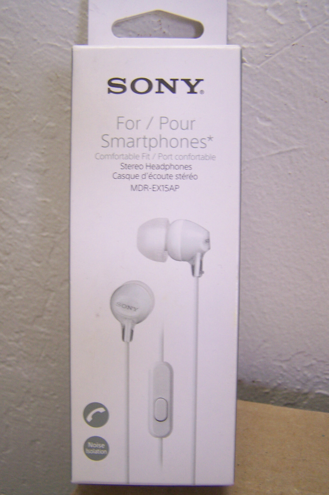NEW Authentic Sony White Stereo Headphones for Smartphones. MDREX14AP