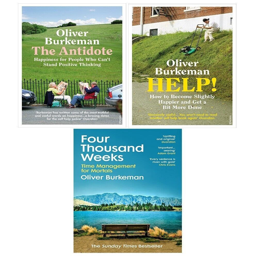 Oliver Burkeman Collection 3 Books Set Four Thousand Weeks,Antidote,HELP Paperba
