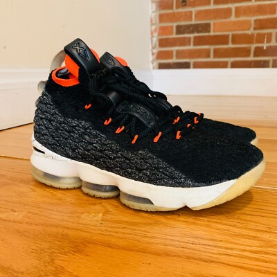  NICE  NIKE LEBRON 15 XV - BRIGHT CRIMSON WHITE BLACK AQ2363-002 MEN'S SIZE 9