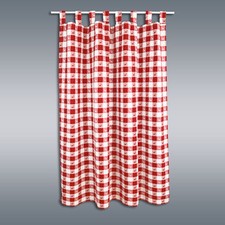 Dekoschal "Karo mit Hirsch in Rot" Landhaus-Schlaufenschal Vorhang mit Schlaufen