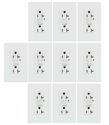 20A GFCI outlet  Tamper Resistant Receptacle Wallplate White ETL listed 10pack