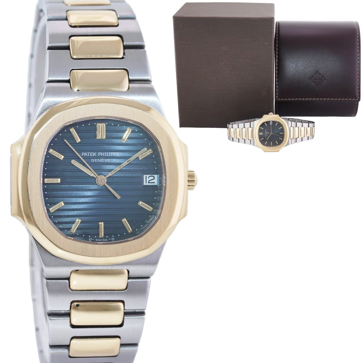 MINT Patek Philippe 34mm 3900J Nautilus Blue Yellow Gold Two Tone
