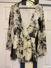 Leith, xs, floral, romper, black and white 