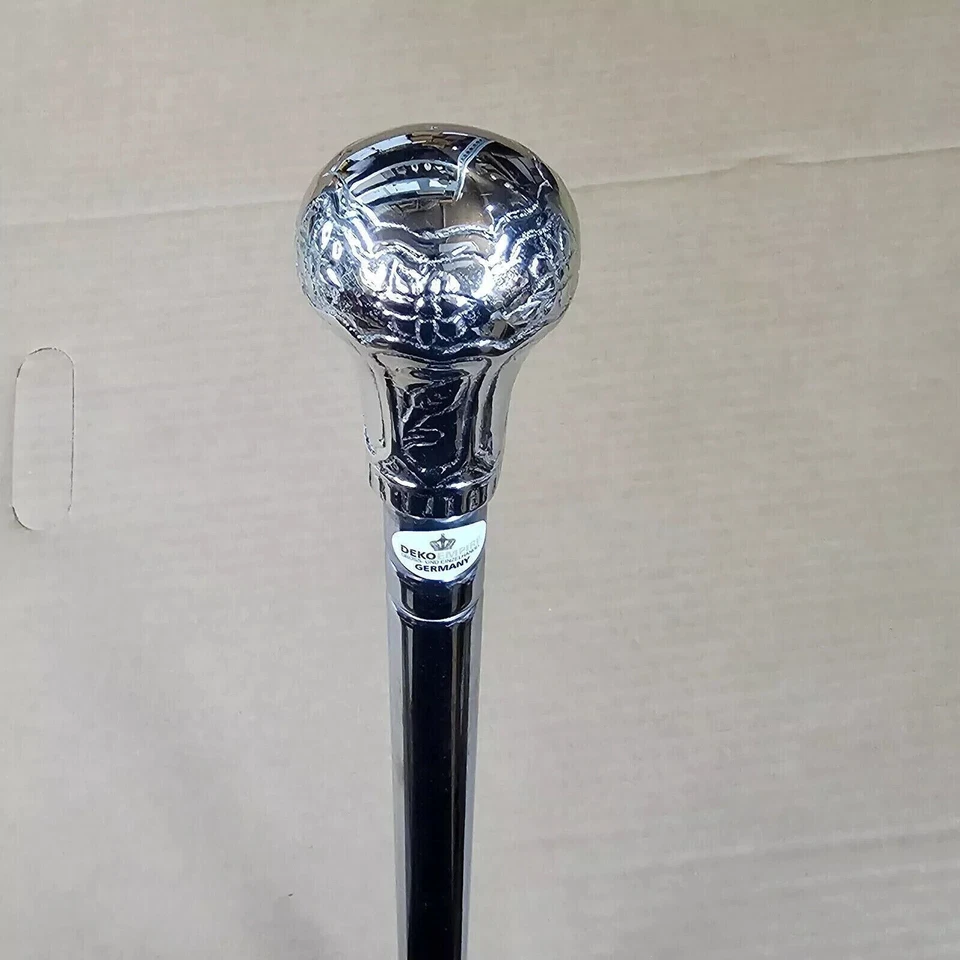 Bastón de metal de acero inoxidable para senderismo plateado bastón para hombre/mujer regalo Foto 2 de 4