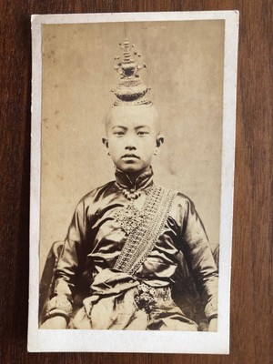 THAILAND SIAM OLD PHOTO ALBUMEN BOY PRINCE KING BANGKOK GSELL 1870 !!