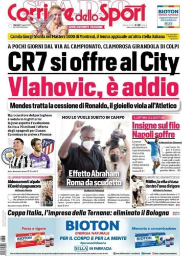 Corriere Dello Sport 17 Agosto 2021.La Juve Va In Pole,Camila,Jacobs,Fiamingo - Bild 1 von 2