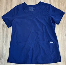Figs Women’s Casma Three Pocket Scrub Top Navy Blue Short Sleeve W21SW1031 Small