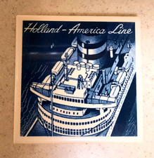 VTG Holland America Line Delft Tile Coaster with Cork Back 4"