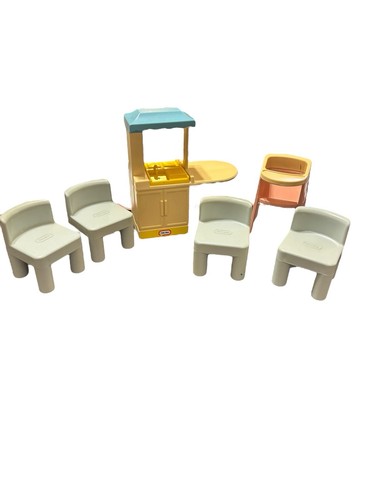Vintage Little Tikes Puppenhaus Möbel Konvolut Küche 4 Stühle Hochstuhl